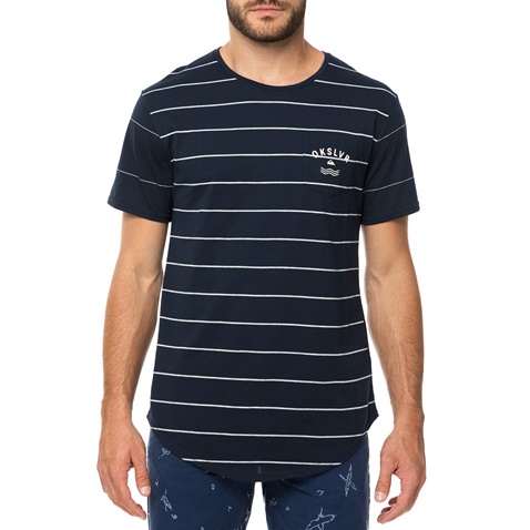 QUIKSILVER-Ανδρική κοντομάνικη μπλούζα QUIKSILVER CAPERROCKS μπλε με ρίγες
