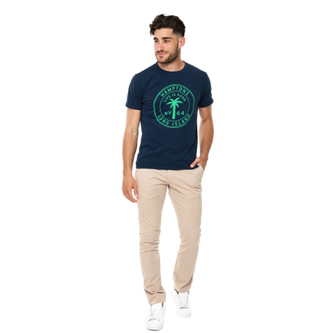 HAMPTONS-Ανδρικό t-shirt HAMPTONS PALM LOGO μπλε σκούρο