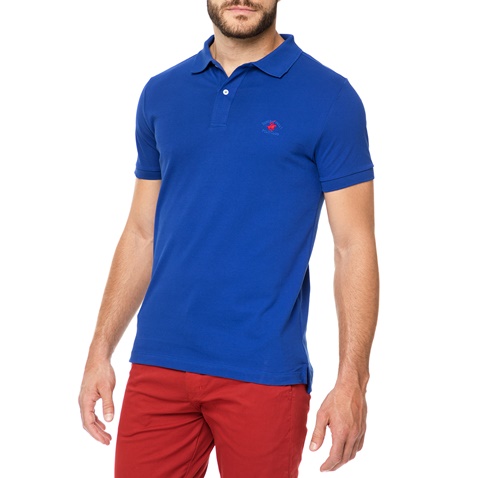 BEVERLY HILLS POLO CLUB-Ανδρικό πόλο t-shirt  MAGLIA μπλε royal