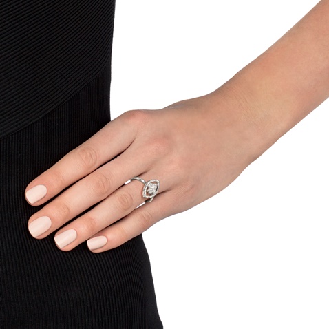 FOLLI FOLLIE-Γυναικείο ασημένιο δαχτυλίδι FOLLI FOLLIE HEART4HEART MATI