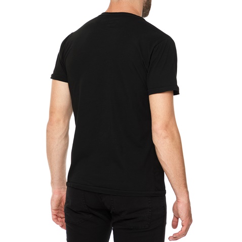 HAMPTONS-Ανδρικό t-shirt HAMPTONS μαύρο με στάμπα LIGHTHOUSE