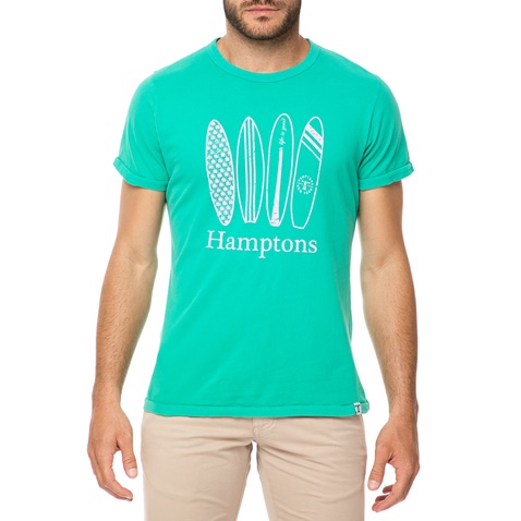 HAMPTONS-Ανδρική κοντομάνικη μπλούζα HAMPTONS SURF BOARDS πράσινη