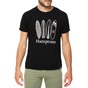 HAMPTONS-Ανδρικό t-shirt HAMPTONS μαύρο με στάμπα SURF BOARDS