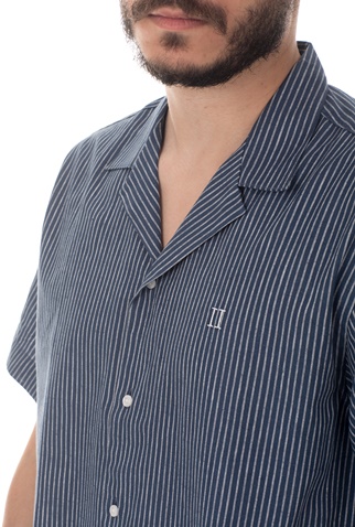 LES DEUX-Ανδρικό πουκάμισο Simon μπλε-λευκό