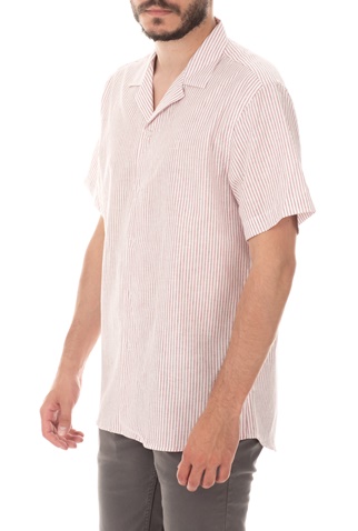 LES DEUX-Ανδρικό πουκάμισο Simon κόκκινο-λευκό