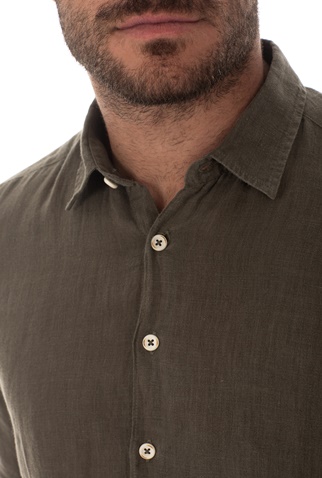 SSEINSE-Ανδρικό πουκάμισο SSEINSE λαδί
