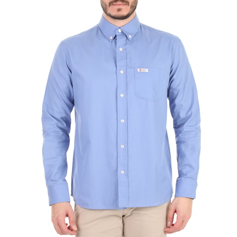 FRANKLIN & MARSHALL-Ανδρικό πουκάμισο FRANKLIN & MARSHALL γαλάζιο