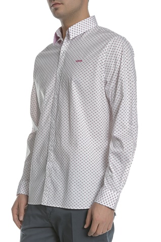 GUESS-Ανδρικό μακρυμάνικο πουκάμισο COLLINS GUESS ροζ με print