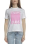 CALVIN KLEIN JEANS-Γυναικεία κοντομάνικη μπλούζα CALVIN KLEIN JEANS λευκή-ροζ