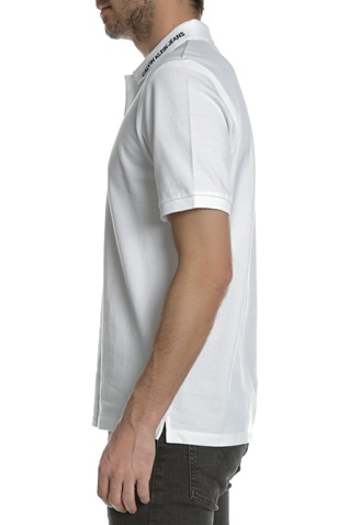 CALVIN KLEIN JEANS-Ανδρική κοντομάνικη πόλο μπλούζα CALVIN KLEIN JEANS λευκή
