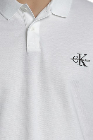 CALVIN KLEIN JEANS-Ανδρικό πόλο t-shirt CALVIN KLEIN JEANS NEW MONOGRAM LOGO λευκό