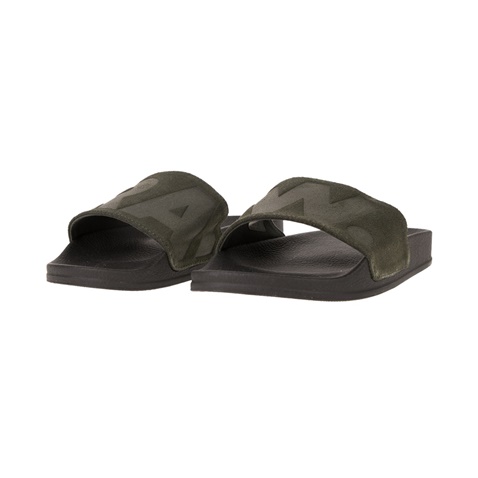 G-STAR RAW-Γυναικεία slides G-STAR RAW Cart Slide II - Suede λαδί μαύρα