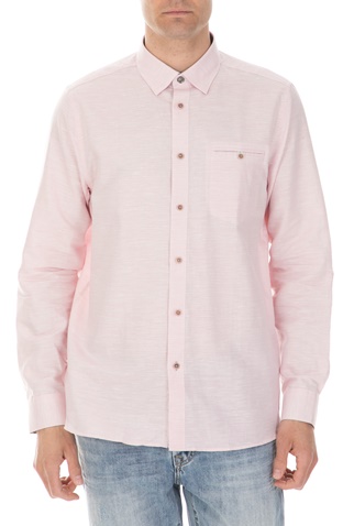 TED BAKER-Ανδρικό μακρυμάνικο πουκάμισο TED BAKER RABBBT ροζ