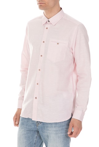 TED BAKER-Ανδρικό μακρυμάνικο πουκάμισο TED BAKER RABBBT ροζ