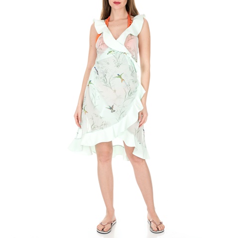 TED BAKER-Γυναικείο κρουαζέ φόρεμα παραλίας TED BAKER DAISLEE FORTUNE λευκό