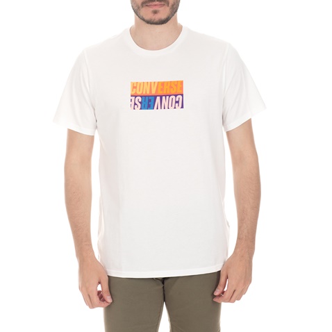 CONVERSE-Ανδρική κοντομάνικη μπλούζα Converse Reverse Box λευκή