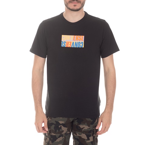 CONVERSE-Ανδρική κοντομάνικη μπλούζα Converse Reverse Box μαύρη