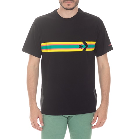 CONVERSE-Ανδρική κοντομάνικη μπλούζα Converse Star Chevron Stripe μαύρη