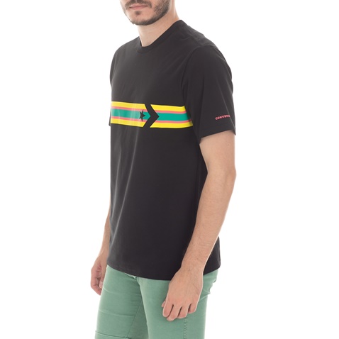 CONVERSE-Ανδρική κοντομάνικη μπλούζα Converse Star Chevron Stripe μαύρη