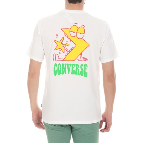CONVERSE-Ανδρική κοντομάνικη μπλούζα Converse Munchy Star Chevron λευκή