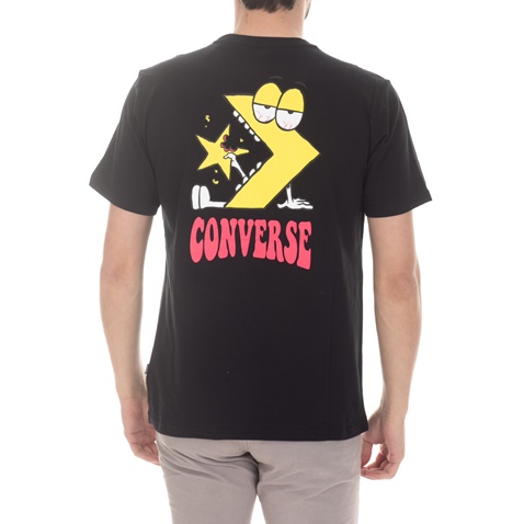 CONVERSE-Ανδρική κοντομάνικη μπλούζα Converse Munchy Star Chevron μαύρη