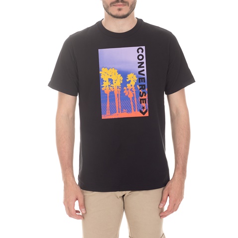 CONVERSE-Ανδρική κοντομάνικη μπλούζα Converse Palm Tree Photo μαύρη