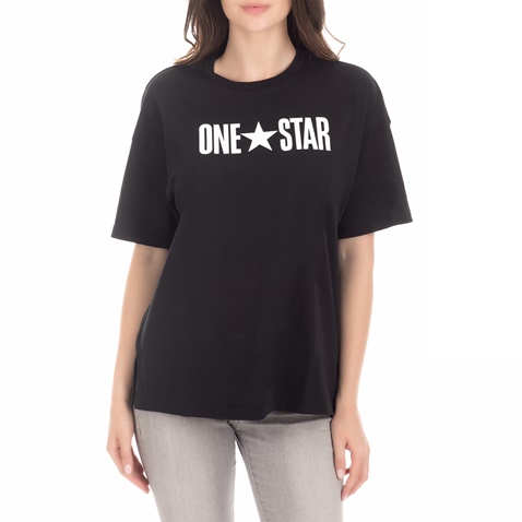 CONVERSE-Γυναικεία κοντομάνικη μπλούζα CONVERSE One Star μαύρη