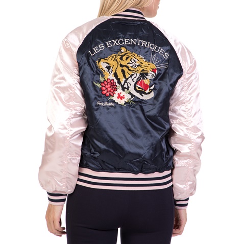 FUNKY BUDDHA-Γυναικείο bomber jacket FUNKY BUDDHA μπλε - ροζ