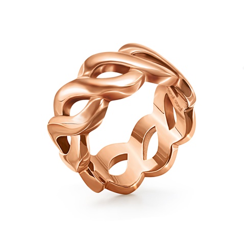 FOLLI FOLLIE-Γυναικείο φαρδύ ατσάλινο δαχτυλίδι FOLLI FOLLIE  ροζ-χρυσό