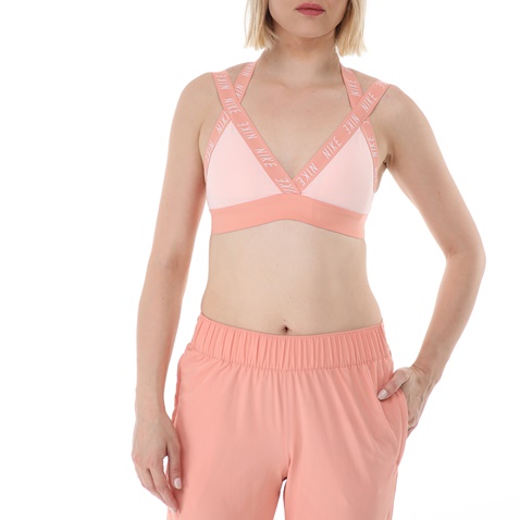 NIKE-Γυναικείο αθλητικό μπουστάκι NIKE INDY LOGO BRA ροζ