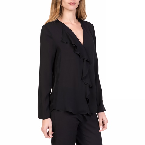 SILVIAN HEACH-Γυναικεία μακρυμάνικη μπλούζα με βολάν TIULADA SILVIAN HEACH μαύρη