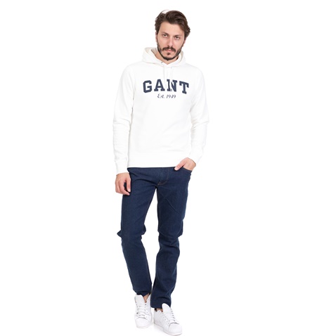 GANT-Ανδρική φούτερ μπλούζα με κουκούλα GANT λευκή