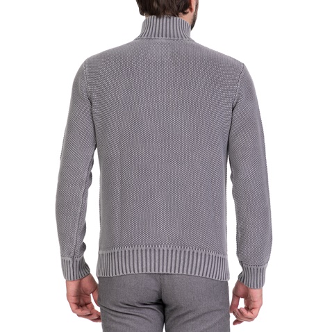 DORS-Ανδρικό πλεκτό πουλόβερ με ψηλό γιακά DORS γκρι