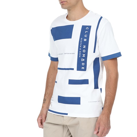 SCOTCH & SODA-Ανδρικό t-shirt  SCOTCH & SODA Club Nomade λευκό μπλε