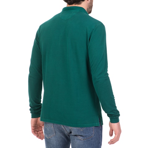 HAMPTONS-Ανδρική μακρυμάνικη πόλο μπλούζα HAMPTONS πράσινη