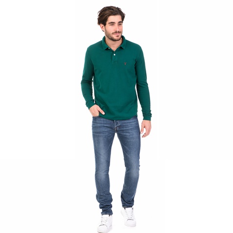 HAMPTONS-Ανδρική μακρυμάνικη πόλο μπλούζα HAMPTONS πράσινη