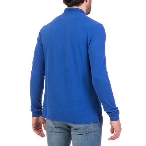 HAMPTONS-Ανδρική μακρυμάνικη πόλο μπλούζα HAMPTONS μπλε