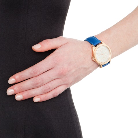 FOLLI FOLLIE-Γυναικείο ρολόι με δερμάτινο λουράκι FOLLI FOLLIE HEART 4 HEART μπλε