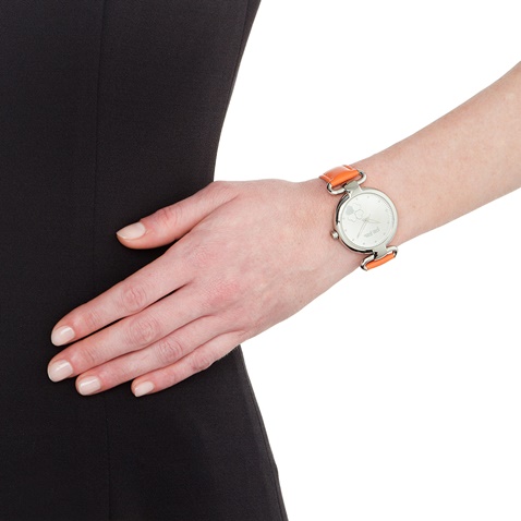FOLLI FOLLIE-Γυναικείο ρολόι με δερμάτινο λουράκι FOLLI FOLLIE HEART 4 HEART πορτοκαλί