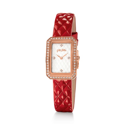 FOLLI FOLLIE-Γυναικείο ρολόι με δερμάτινο λουράκι FOLLI FOLLIE STYLE CODE κόκκινο