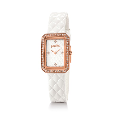 FOLLI FOLLIE-Γυναικείο ρολόι με δερμάτινο λουράκι FOLLI FOLLIE STYLE CODE λευκό