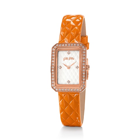 FOLLI FOLLIE-Γυναικείο ρολόι με δερμάτινο λουράκι FOLLI FOLLIE STYLE CODE πορτοκαλί