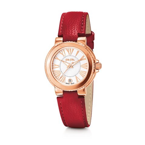 FOLLI FOLLIE-Γυναικείο δερμάτινο ρολόι FOLLI FOLLIE WATCHALICIOUS κόκκινο