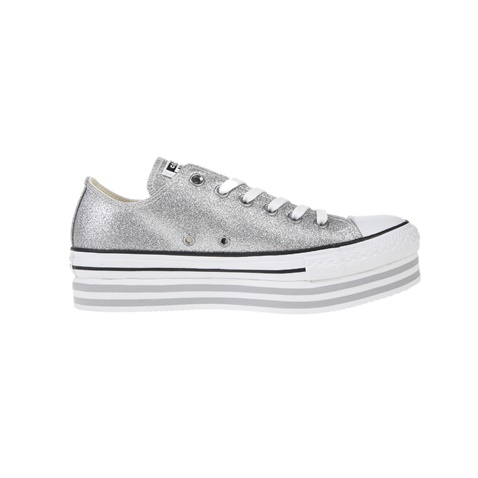 CONVERSE-Γυναικεία παπούτσια sneakers Chuck Taylor All Star Platform ασημί