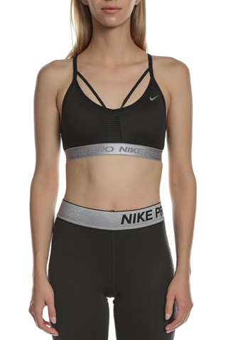 NIKE-Γυναικείο αθλητικό μπουστάκι Nike Indy Aeroadapt μαύρο-ασημί