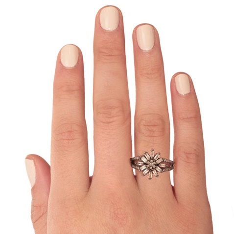 JEWELTUDE-Γυναικείο μαύρο επιπλατινωμένο ατσάλινο δαχτυλίδι Αστέρι 
