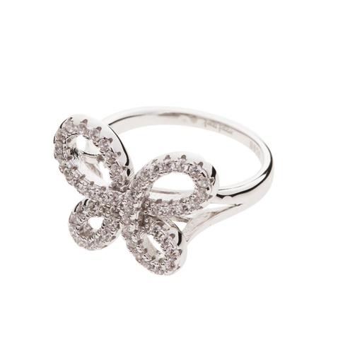 FOLLI FOLLIE-Γυναικείο ασημένιο δαχτυλίδι με πεταλούδα FOLLI FOLLIE ασημί