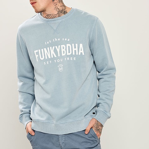 FUNKY BUDDHA-Ανδρική φούτερ μπλούζα FUNKY BUDDHA γαλάζια