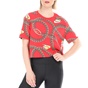 NIKE-Γυναικείο t-shirt  NSW TEE GLAM DUNK CROP κόκκινο χρυσό