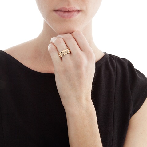 FOLLI FOLLIE-Γυναικείο φαρδύ δαχτυλίδι από ατσάλι FOLLI FOLLIE TOUCH ροζ-χρυσό